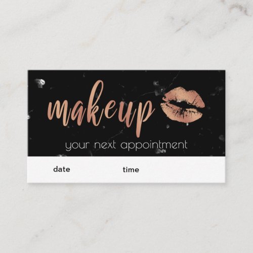Elegant copper rose gold lips and marble makeup appointment card