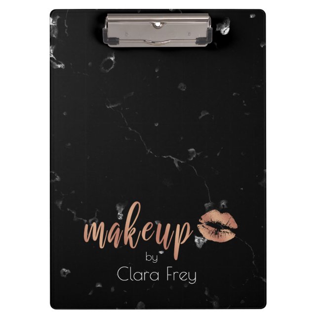 Elegant copper rose gold lips and marble makeup clipboard (Front)