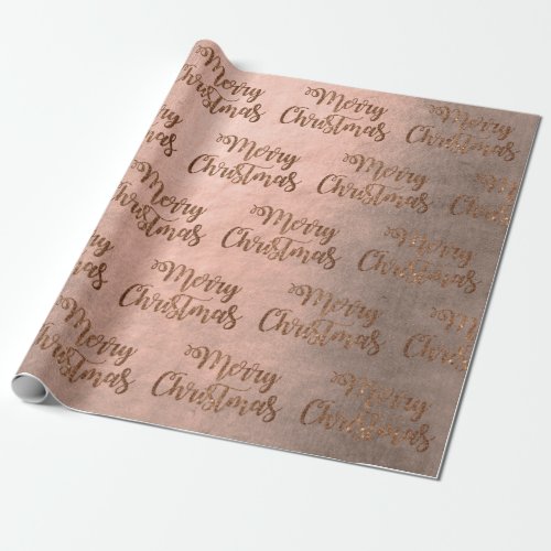 Elegant copper rose gold Merry Chtistmas pattern Wrapping Paper