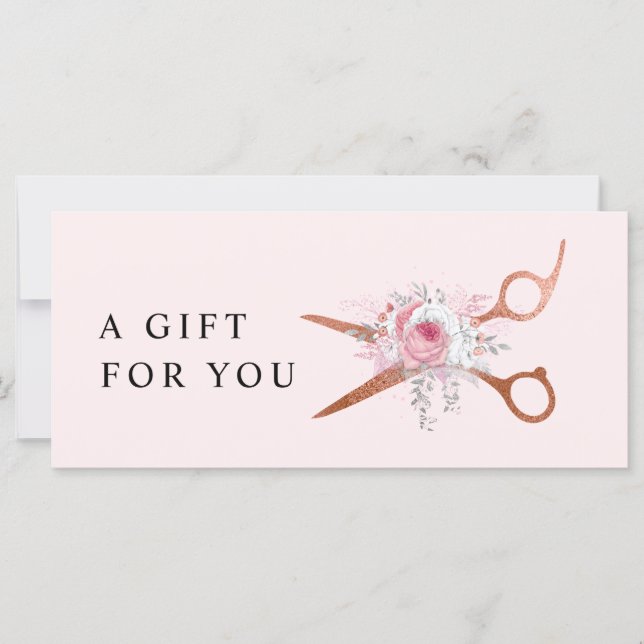 Elegant copper rose gold scissors hairstylist (Front)