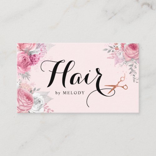 Elegant copper rose gold scissors hairstylist appointment card
