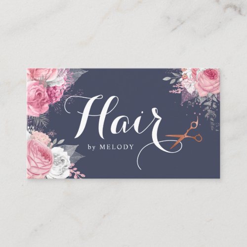 Elegant copper rose gold scissors hairstylist appointment card