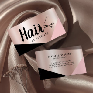 Elegant copper rose gold scissors hairstylist business card
