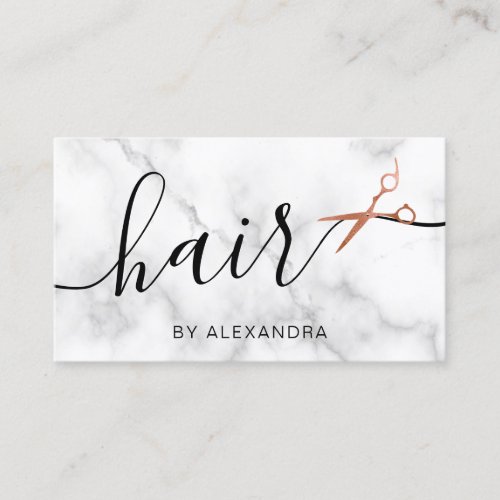 Elegant copper rose gold scissors hairstylist business card