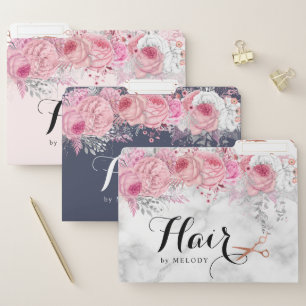Elegant copper rose gold scissors hairstylist file folder