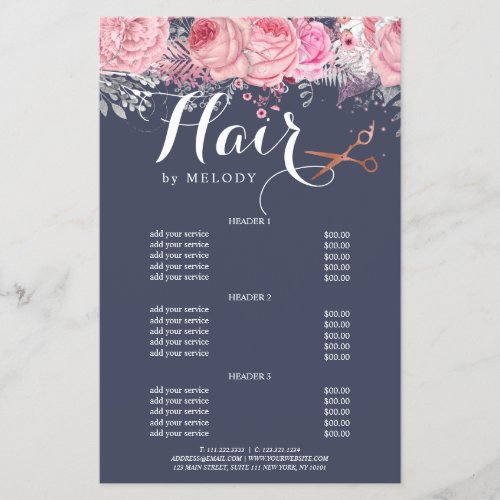 Elegant copper rose gold scissors hairstylist flyer