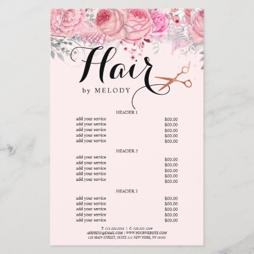 Elegant copper rose gold scissors hairstylist flyer