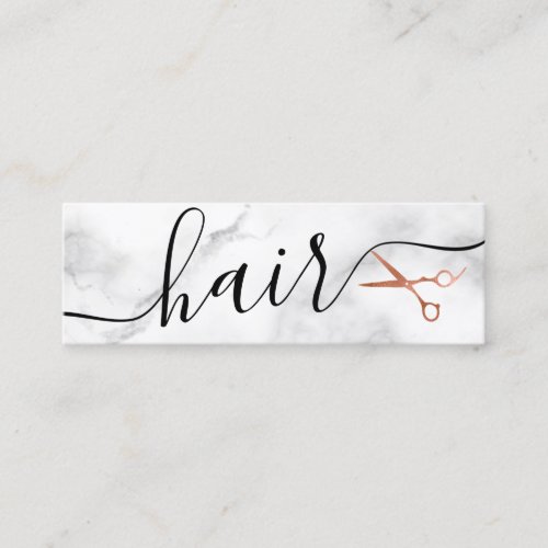 Elegant copper rose gold scissors hairstylist mini business card