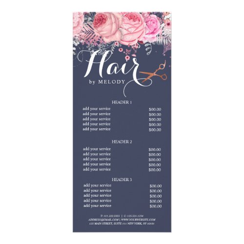 Elegant copper rose gold scissors hairstylist rack card