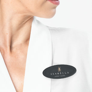 Elegant Copper Scissors Logo Salon Employee Name Tag
