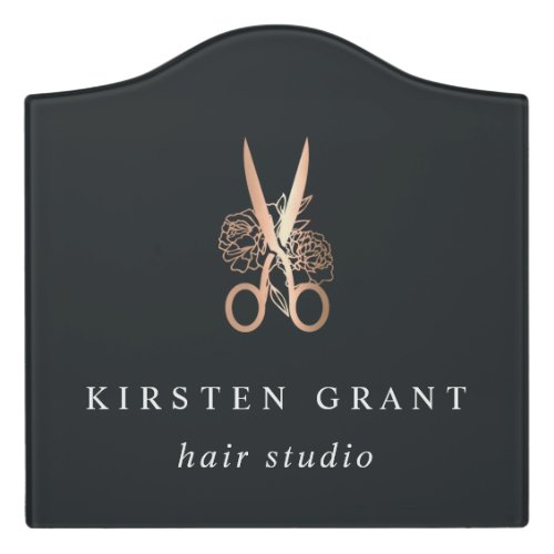 Elegant Copper Scissors Logo  Salon or Stylist Door Sign