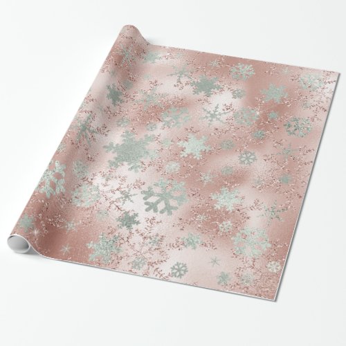 Elegant Copper Silver Christmas Snowflake Pattern Wrapping Paper