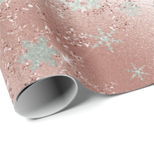 Elegant Copper Silver Christmas Snowflake Pattern Wrapping Paper