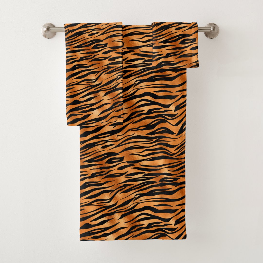 Elegant Copper Tiger Animal Print Bath Towel Set Zazzle