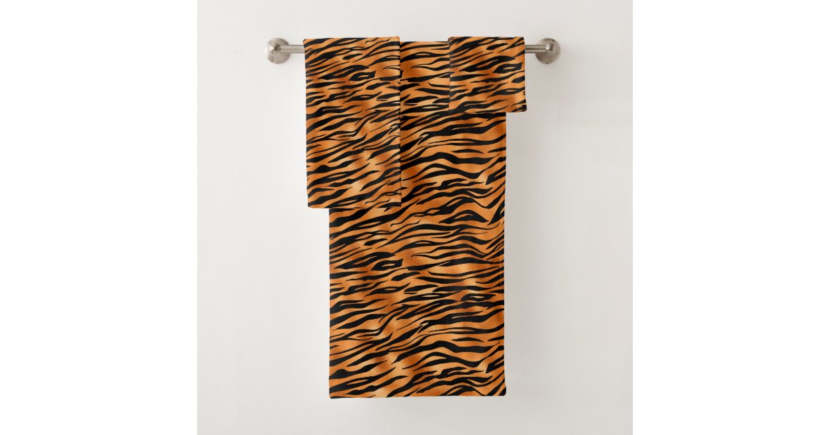 Elegant Copper Tiger Animal Print Bath Towel Set Zazzle