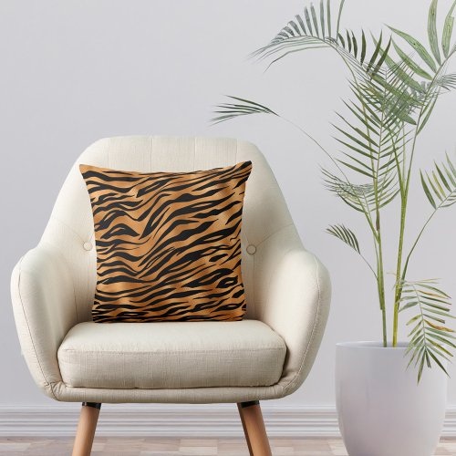 Elegant Copper Tiger Animal Print Throw Pillow