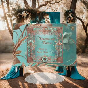 Elegant Copper Turquoise Guest Book