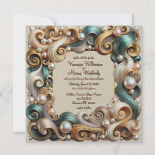Elegant Copper Turquoise Wedding Invitation