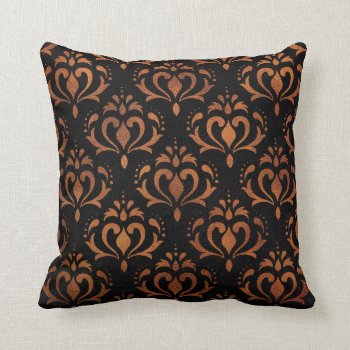 Elegant Copper Vintage Patterned Throw Pillow by BamalamArt at Zazzle
