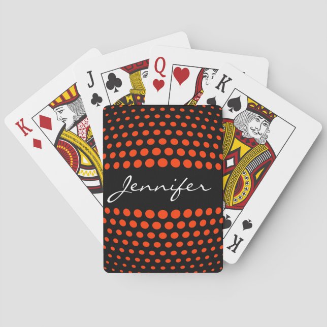 Elegant Coquelicot Polka Dots Pattern Poker Cards (Back)