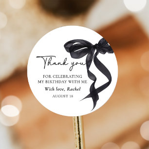 Elegant Coquette Black Bow Birthday Sticker