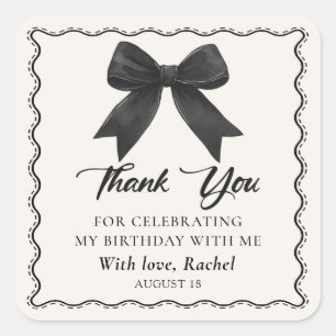 Elegant Coquette Black Bow Birthday Sticker