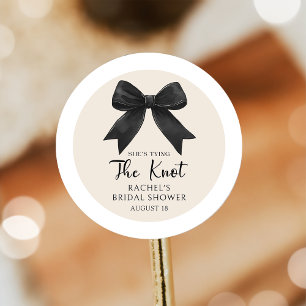 Elegant Coquette Black Bow Bridal Shower Sticker