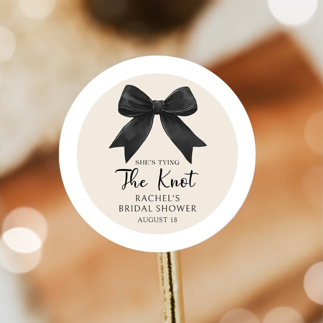 Elegant Coquette Black Bow Bridal Shower Sticker (Creator Uploaded)