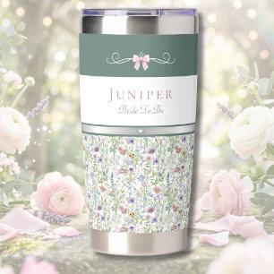 Elegant Coquette Bow and Floral Bride To Be Insulated Tumbler