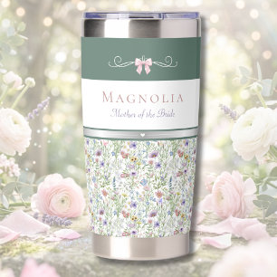 Elegant Coquette Bow and Floral Mother of Bride Insulated Tumbler