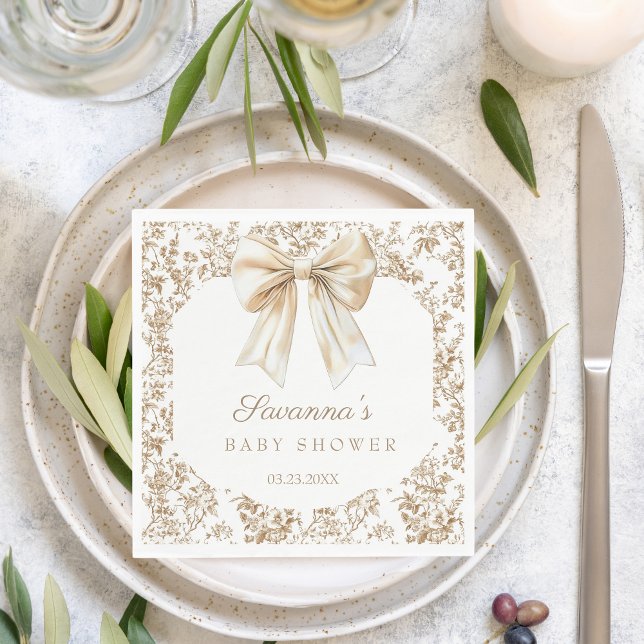 Elegant Coquette Bow Chinoiserie Baby Shower  Napkins (Creator Uploaded)