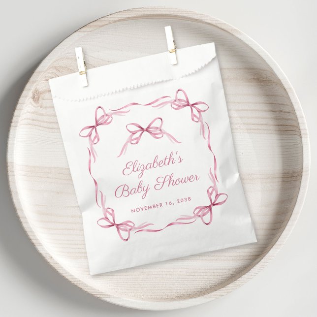Elegant Coquette Bows Pink Baby Girl Shower Favor Bag (Creator Uploaded)
