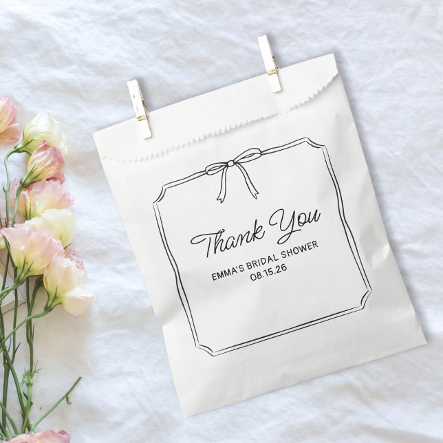 Elegant Coquette Chic Bow Bridal Shower Thank You  Favor Bag (Creator Uploaded)