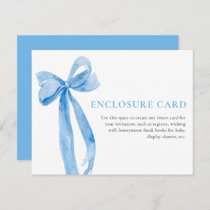 Elegant Coquette Dusty Blue Bow Enclosure Card