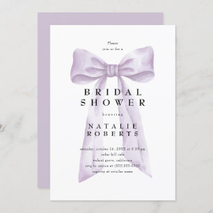 Elegant Coquette Dusty Purple Bow Bridal Shower Invitation