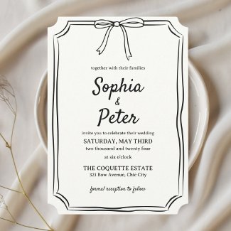 Elegant Coquette Hand-Drawn Bow Timeless Wedding
