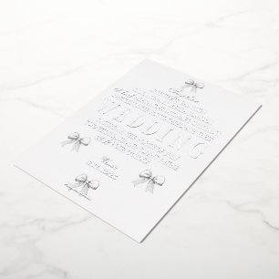 Elegant Coquette Hand Drawn Bows & Wedding Vows Foil Invitation