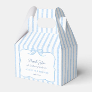 Elegant Coquette Light Blue Bow Wedding Shower Favor Boxes