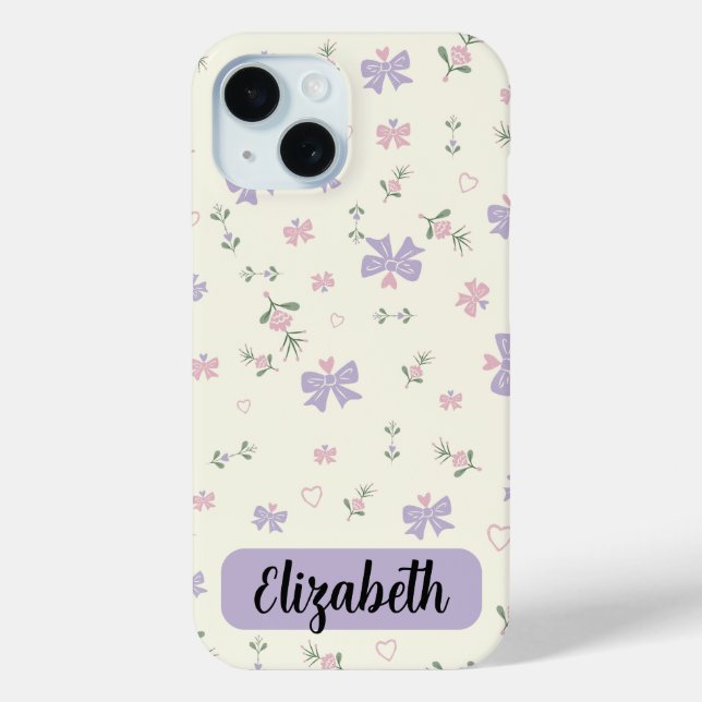 Elegant Coquette Pattern Custom Name Case-Mate iPhone Case (Back)