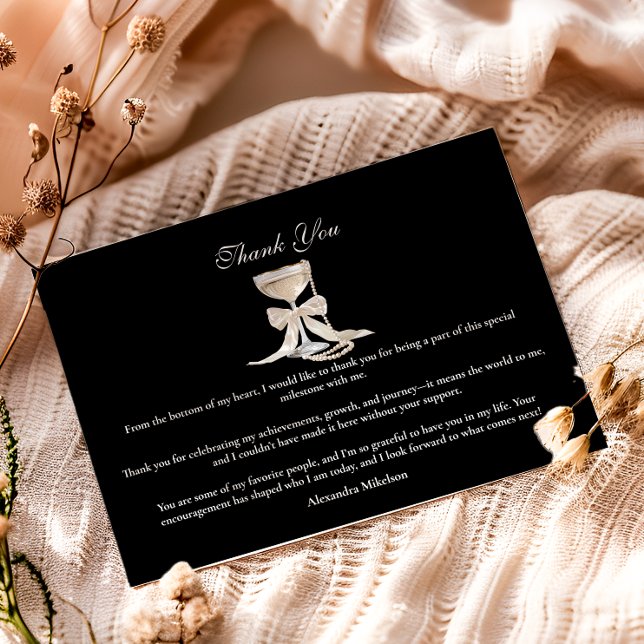 Elegant Coquette Pearl Graduation Thank You Card (Creator Uploaded)