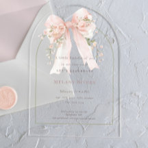 Elegant Coquette Pink Blush Roses Bow Baby Shower