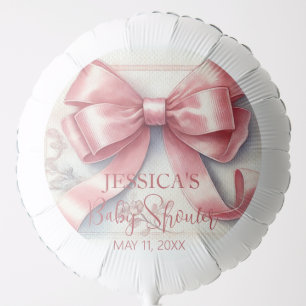 Elegant Coquette Pink Bow Baby Shower Girl Balloon