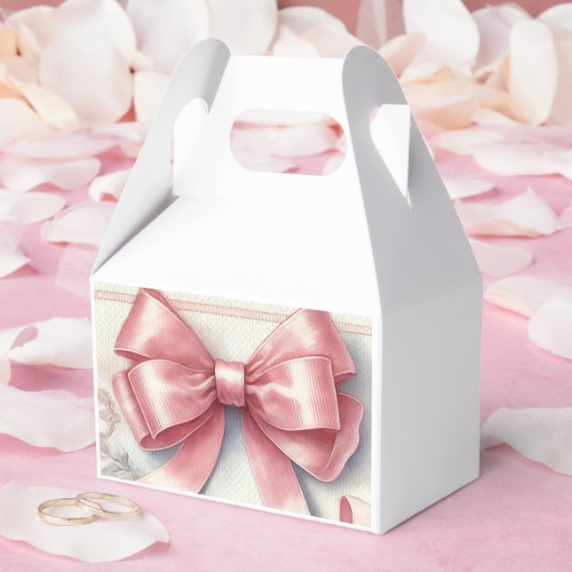 Elegant Coquette Pink Bow Baby Shower Girl Favor Boxes (Wedding)
