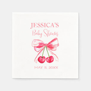 Elegant Coquette Pink Bow Baby Shower Girl Napkins