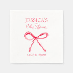 Elegant Coquette Pink Bow Baby Shower Girl Napkins