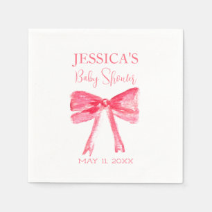 Elegant Coquette Pink Bow Baby Shower Girl Napkins