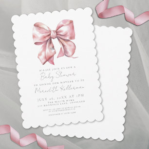Elegant Coquette Pink Bow Baby Shower Invitation