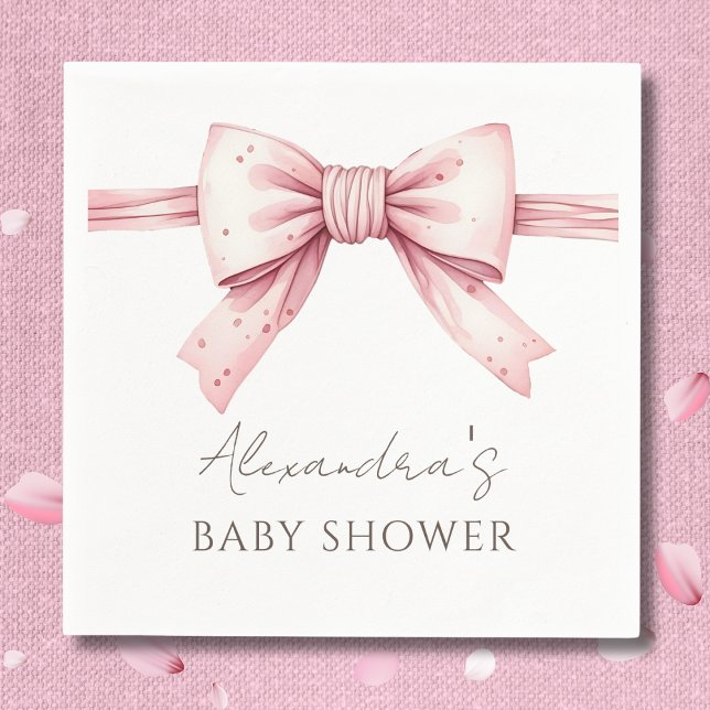 Elegant Coquette Pink Bow Baby Shower Napkins (Creator Uploaded)