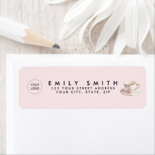 Elegant Coquette Preppy Pink Teacup with Bow Label