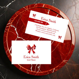 Elegant Coquette Red Bow Business Card